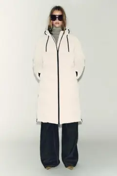 【新品タグ付】ZARA ウィンドプルーフフード付ロングラバー加工アノラックXXL