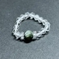 BR589 天然石 パワーストーン ビーズリング セラフィナイト 天然水晶