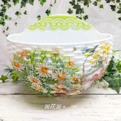 デコパージュ ꔛꕤ 壁掛けリメ鉢♡マーガレットうさぎ♡インテリア雑貨