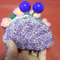 あめ玉紫♡キラキラがま口