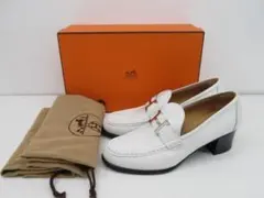 HERMES / モカシンドーフィン70 39.5 ホワイト ローファー - メルカリ