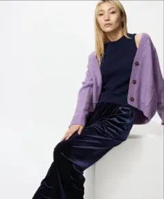 UNIQLO ソフトベロアイージーパンツ/ネイビー L