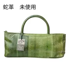 最終お値下げ★美品 ハンドバッグ 緑 レア 高級素材 レザー 蛇　ヘビ