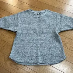 ユニクロ　キッズ　ワッフル　グレー　Tシャツ