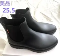 美品 ブラック ラバー ショート アンクル レインシューズ