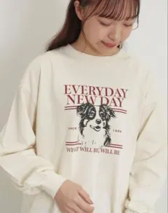 サマンサモスモス　柄アソートロングTシャツ　キナリ　犬イラスト