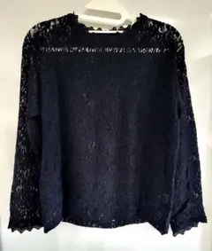 GU ジーユー レースプルオーバー 長袖 XXL ブラック カットソー トップス