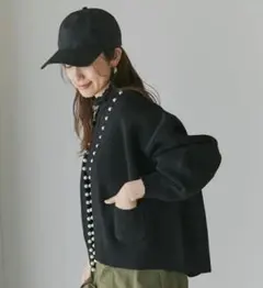 LB.04 BIGパール畦編スポンディッシュポケットカーディガン