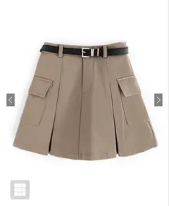 ベルトインパン裏地付きプリーツカーゴミニスカート[at2168]