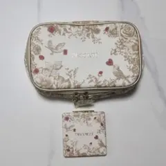 美品【DECORTE】ノベルティ花柄ポーチ ミラー付き
