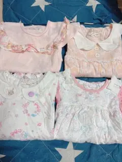 クーラクール♡100 （女の子　半袖　うさぎ　チュニック　刺繍　花柄　夏服