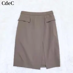 クードシャンス タイトスカート 巻きスカート風 グレージュ オフィスカジュアル