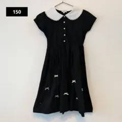 anyFAM フォーマルレース襟黒ワンピース 150　冠婚葬祭