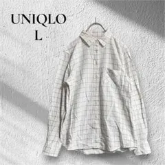 【UNIQLO】【L】レディース　オープンシャツ　チェック　長袖　コットン100