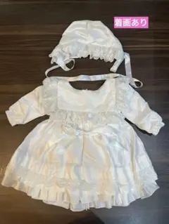 ホワイト ベビードレス 帽子付き