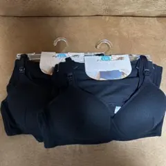 授乳ブラジャー・ショーツセット　L-LL ブラック 2セット