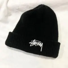 STUSSY ステューシー ニット帽 ビーニー ブラック ロゴ刺繍 USA製のサムネイル
