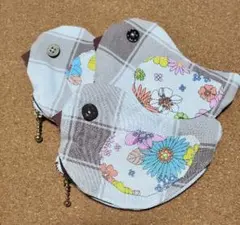 鳥型布製ポーチ 花柄