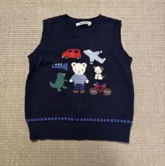 【超美品】ファミリアfamiliaネイビー 刺繍 ノースリーブベスト100♡
