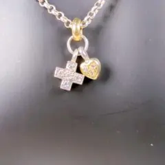 Folli-Follie フォリフォリ ネックレス クロス ハートラインストーン