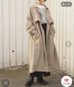 tiptop ボリューム袖ベルト付きトレンチコート ベージュ