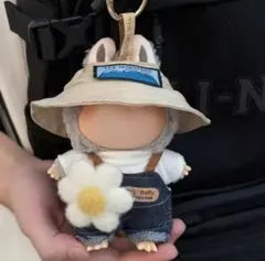 Labubu服 花付きデニムサロペット帽子セット 15〜17cm