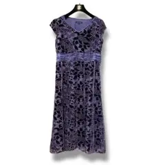 美品 LAURA ASHLEY ベロア ロングワンピース フラワー柄 サイズ13