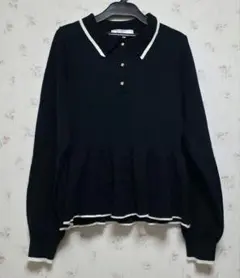 ロペピクニック　ぺプラムポロカラーニット　ネイビー