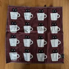 【新品未使用！】マタノアツコ　ガーゼハンカチ　茶色に黒猫