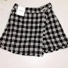 ミシェルマカロン　千鳥柄ツイードキュロット美脚ミニスカ新品F