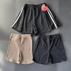 新品　130㎝　黒　ハーフパンツ サイドストライプ ショートパンツ　西松屋　３枚