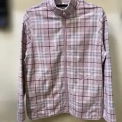 ★新品　薄手フリースジャケット Lサイズ ピンク系チェック