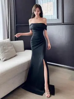 ナイトドレス オフショル セクシー スリット タイト キャバ嬢 パーティー