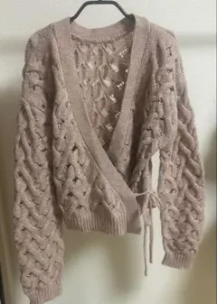 カスタネ　編み込みラップカーディガン 長袖