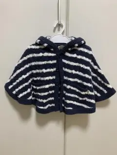 【美品】フード付きベビーポンチョ 80-90 ネイビーとホワイト