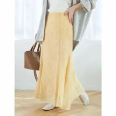 アースミュージックアンドエコロジー✨️マーメイドレーススカート イエロー ロング丈