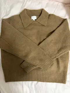 H&M ベージュ 襟付き 長袖ニットセーター