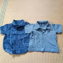 babyGapネイビーとコムサグレーの子供用シャツセット