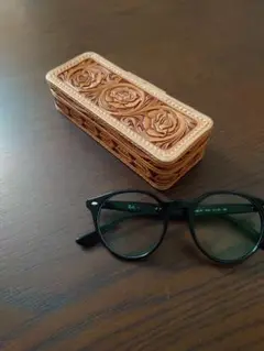 メガネケース　カービング　本革