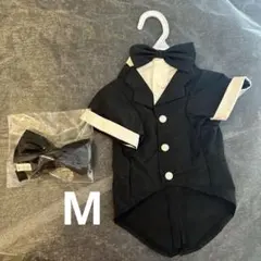 犬服 98. 犬用タキシード風フォーマルウェア 蝶ネクタイ付き Mサイズのサムネイル