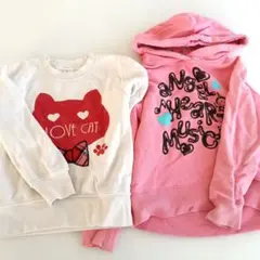 裏起毛　猫デザインとフード付きトレーナーセット　まとめ売り　パーカー