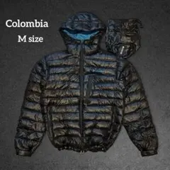 【短丈☆00s】極暖Columbia ダウンジャケットブラック×ブルー　ダウン