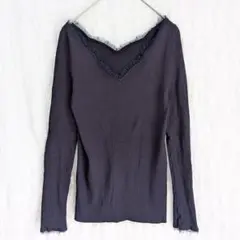 グレースコンチネンタル ニット ネイビー フリル Vネック 希少 サンプル F