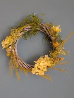 プリザーブドフラワーアレンジNo.220 ナチュラルリーススプリングイエロー