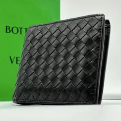 極美品/RFID✨ボッテガヴェネタ 二つ折り財布 イントレ レザー ブラックのサムネイル