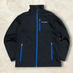 コロンビア 刺繍ロゴ ソフトシェル フルジップジャケット メンズ ブラックS
