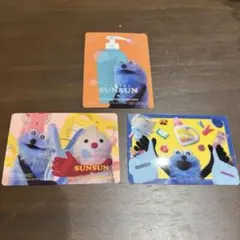 パペットスンスン　マツキヨココカラ　クリアカード付きステッカー　3種セット