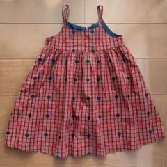【美品】familiar チェック　ドット　ワンピース 110