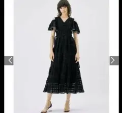 LANVIN en Bleu シャドーチェックオープンショルダーワンピース　夏