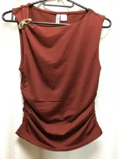 H&M ドレープトップス XS ラストレッド